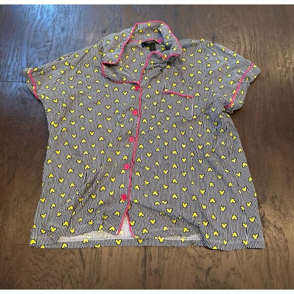 Disney Luxe Collection PJ Set Mickey Mouse 2 Piece Shorts Stripe Women's Small - Picture 2 of 4